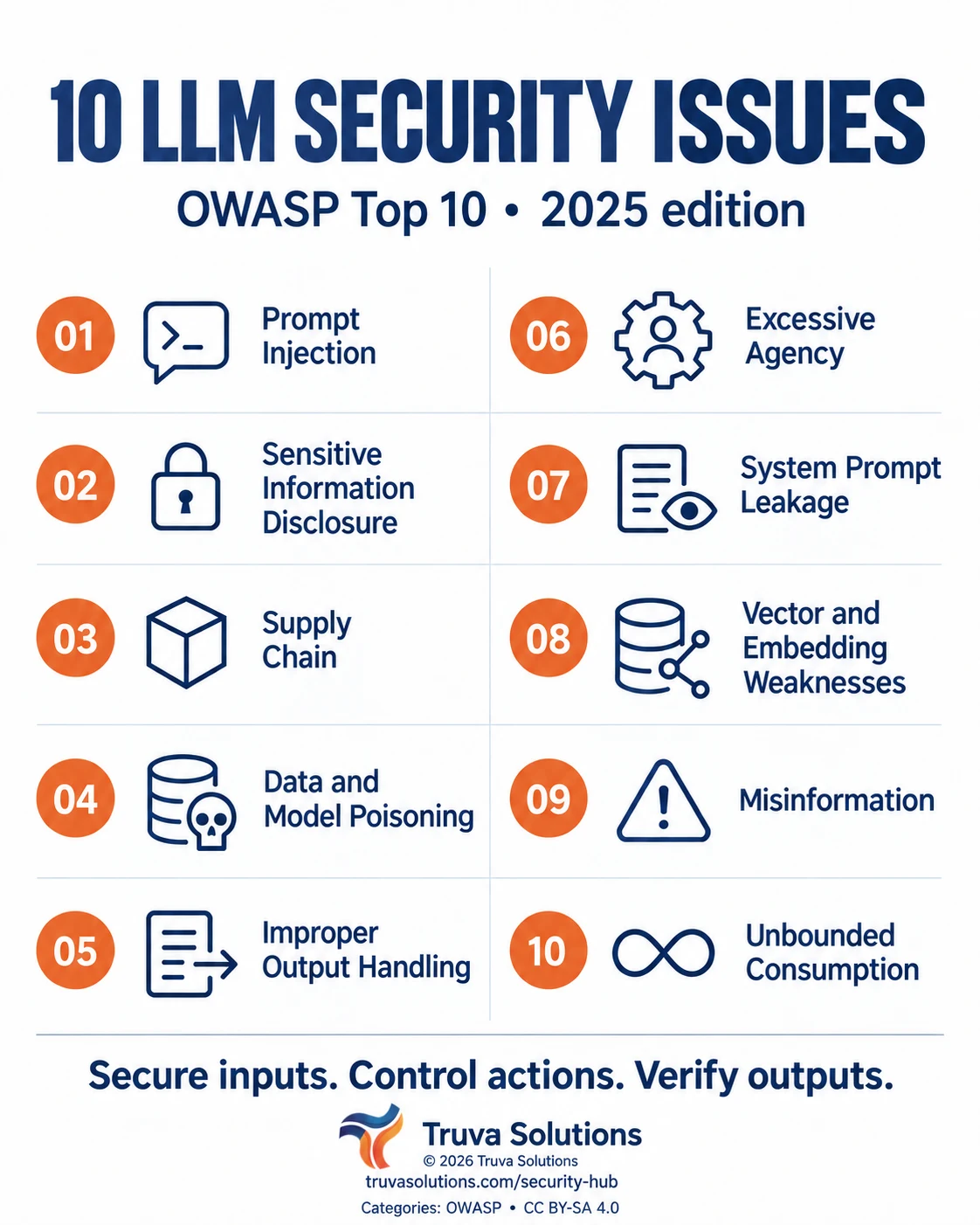 Top 10 LLM security issues: a practical guide infographic